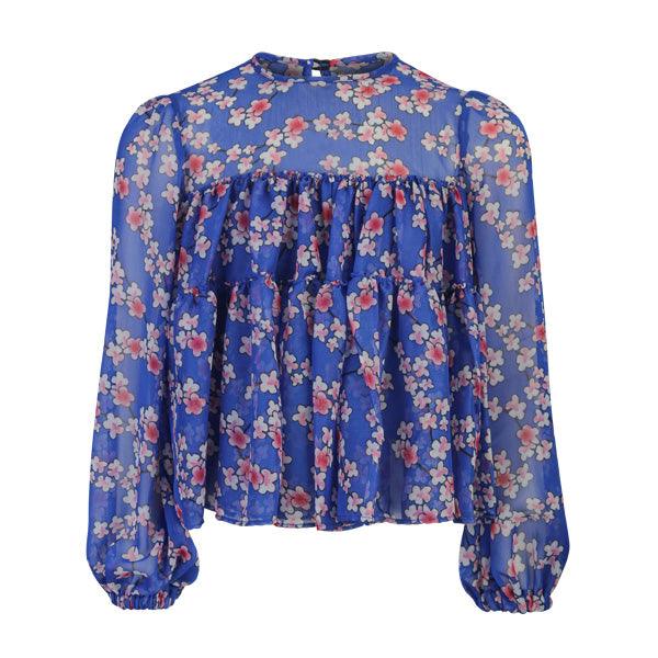 FLORAL CHIFFON CARIBBEAN BLOUSE FOR GIRLS