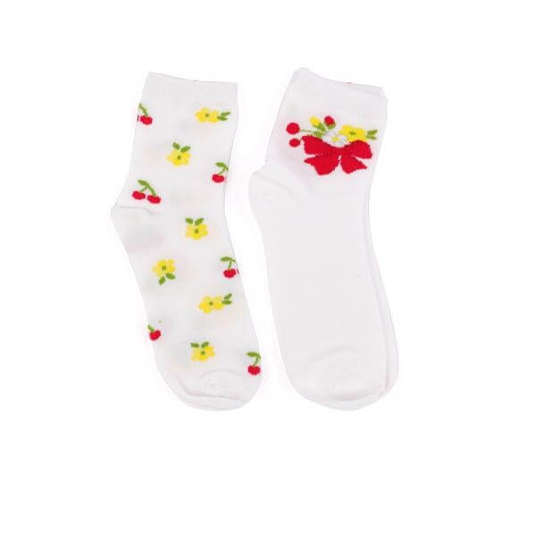 Baby Girls Floral Socks 2 Piece Set - White - ruffntumblekids