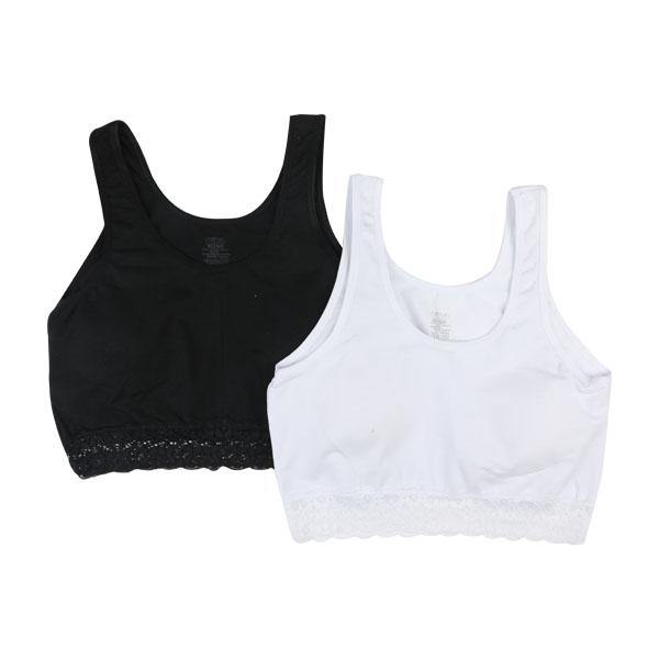 GIRLS BLACK & WHITE BRA TOP WITH LACE INSERT