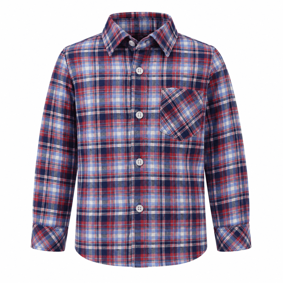 NAVY BLUE & RED CHECKERED L/S SHIRT
