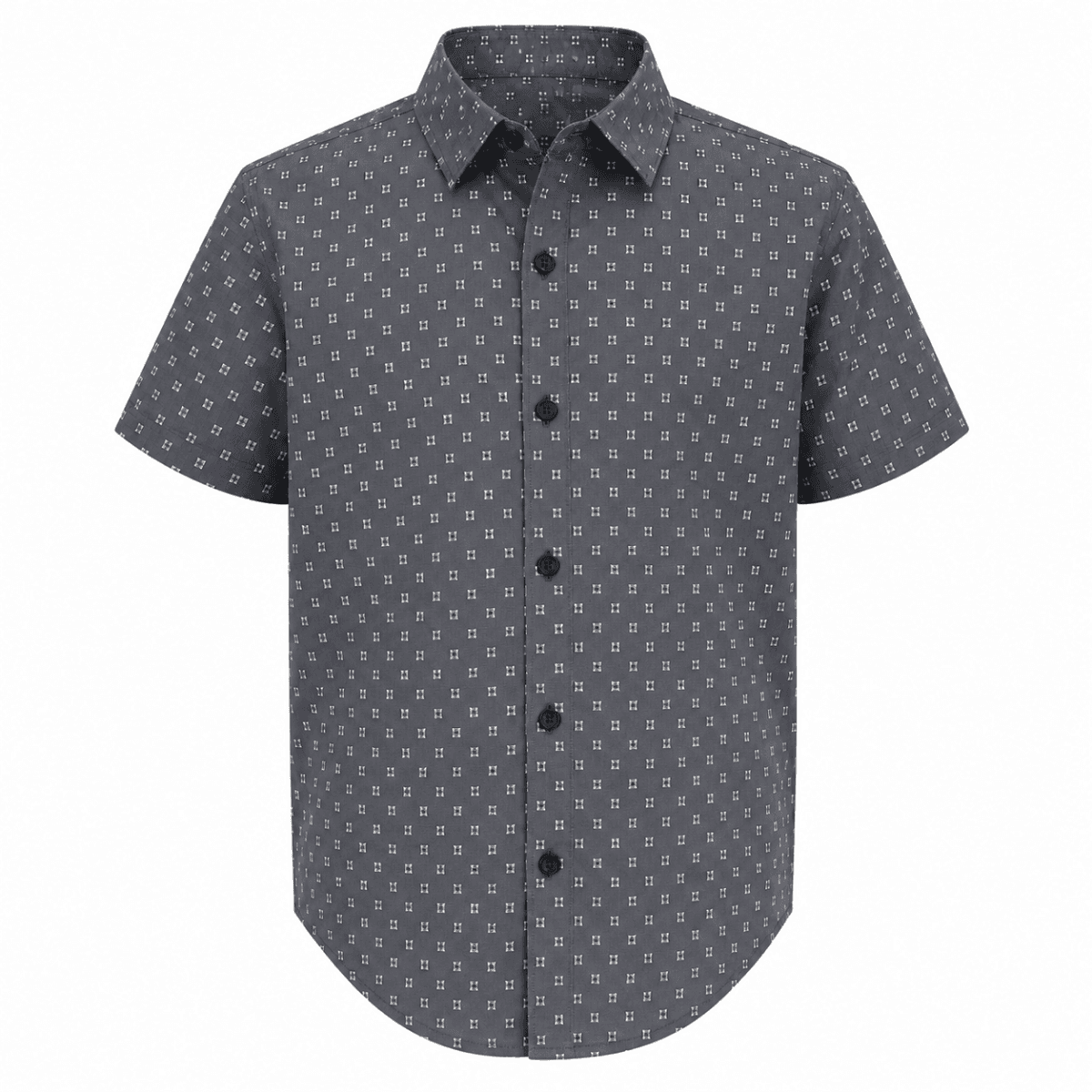 GREY & WHITE DOTTED S/S SHIRT