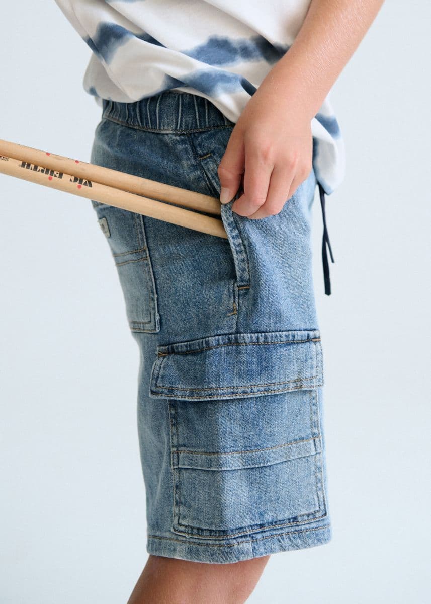 DENIM CARGO BERMUDA
