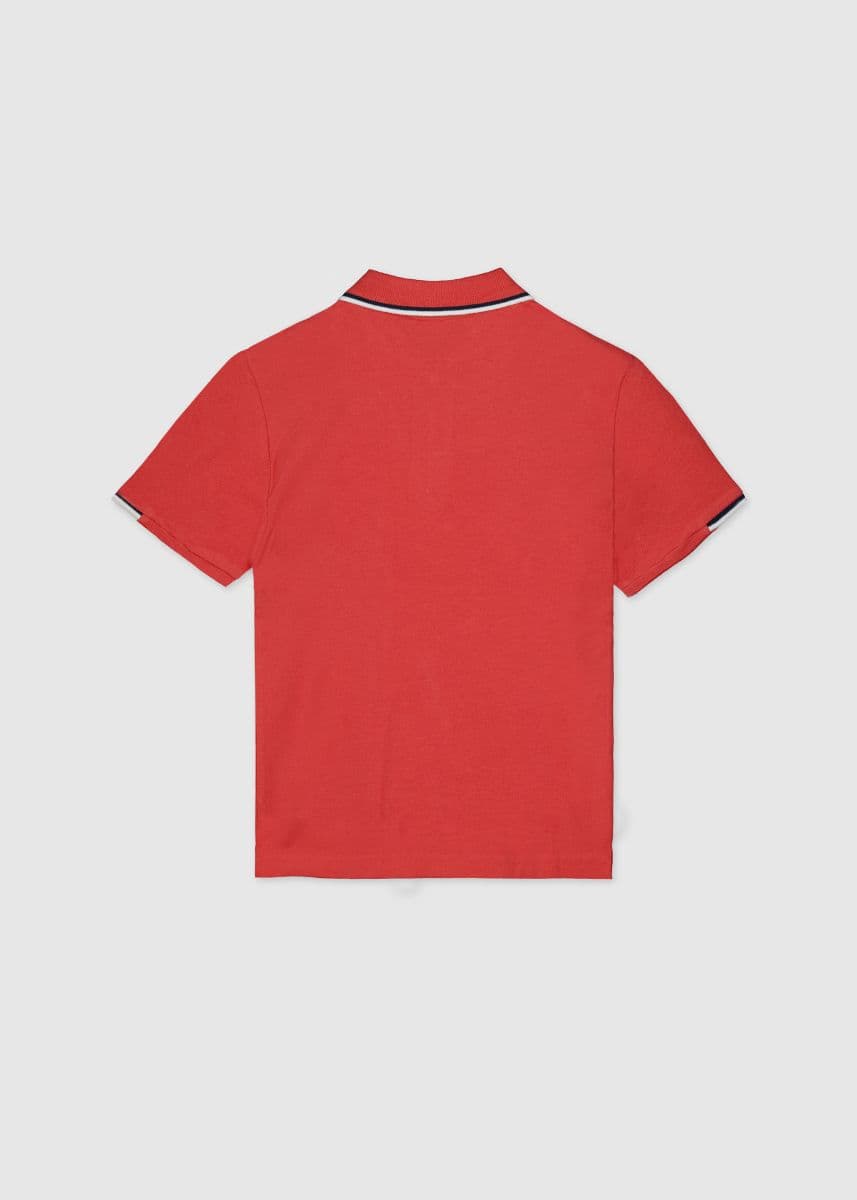 RED S/S POLO TSHIRT WITH ZIPPER