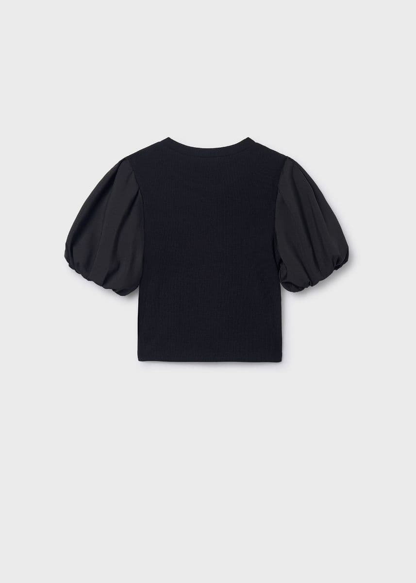 BLACK PUFF SLEEVE BLOUSE