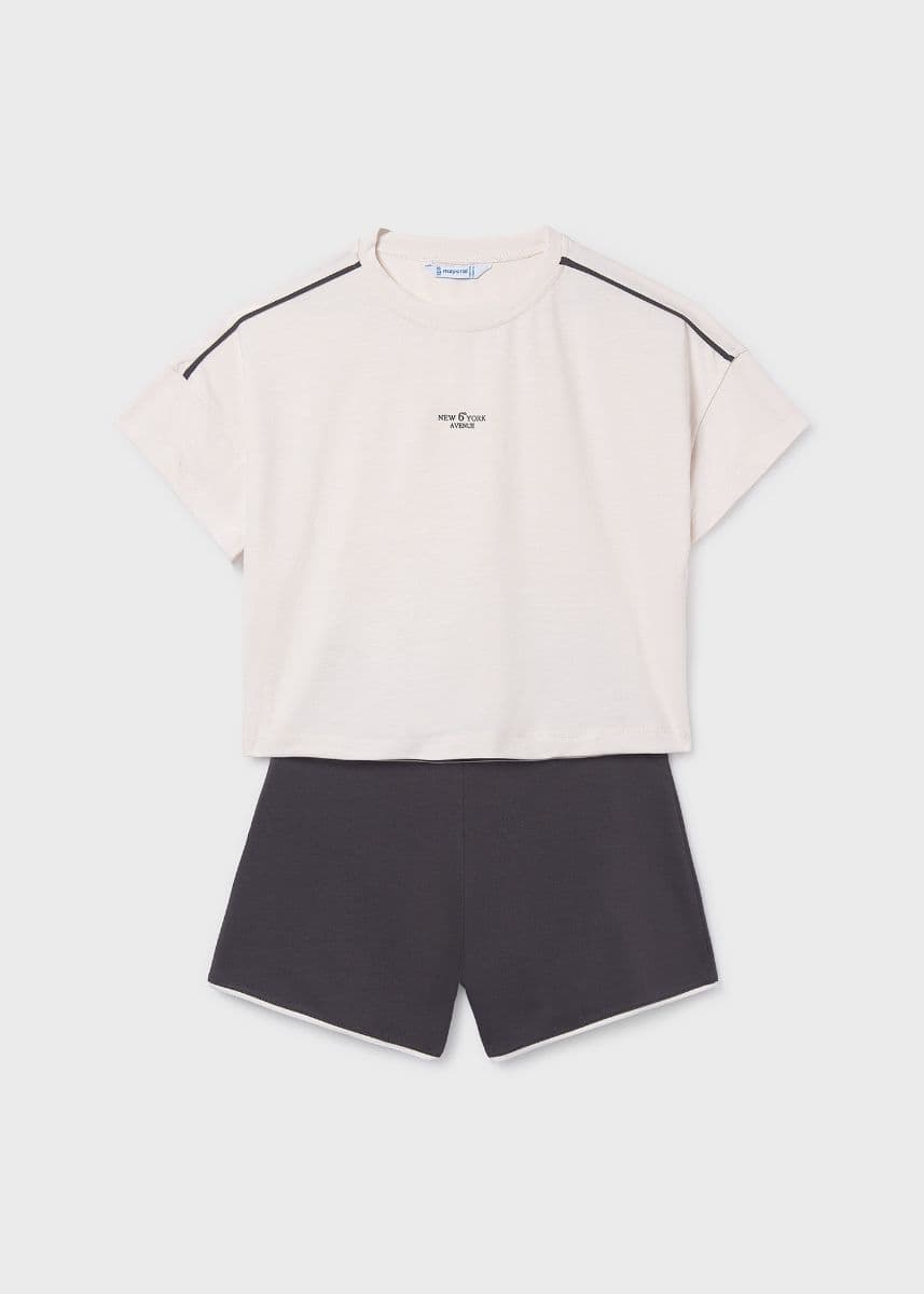 CHARCOAL KNIT SHORT SET