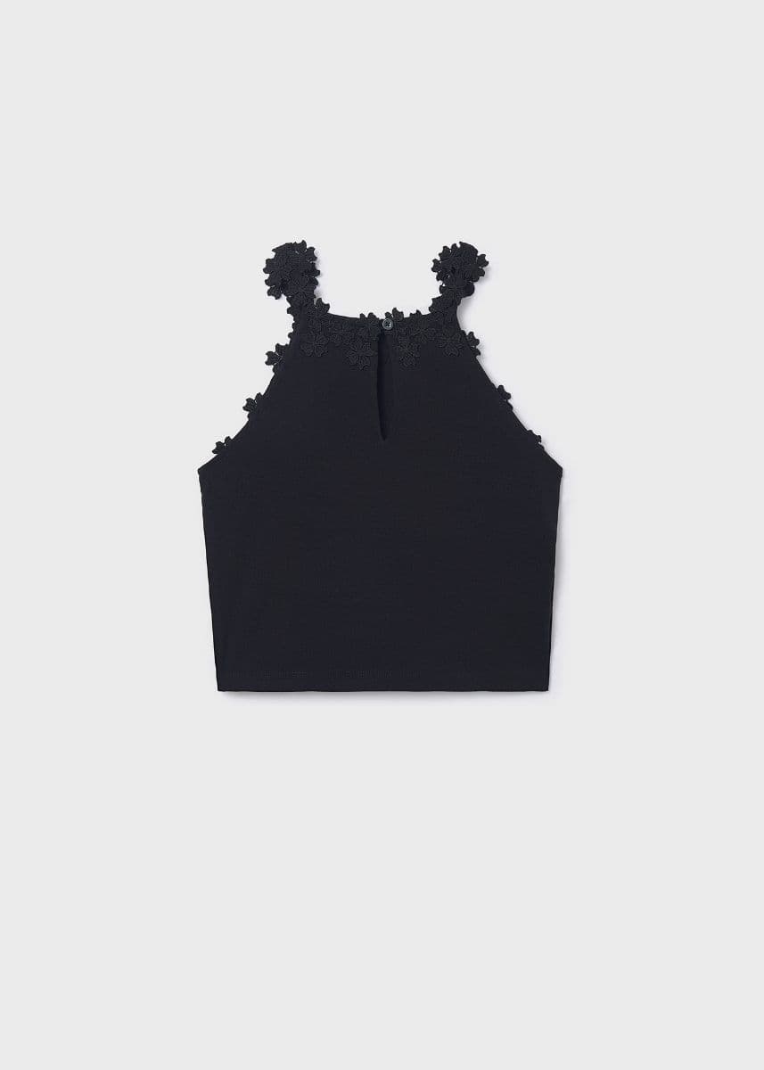 BLACK EMBROIDERED TANK TOP