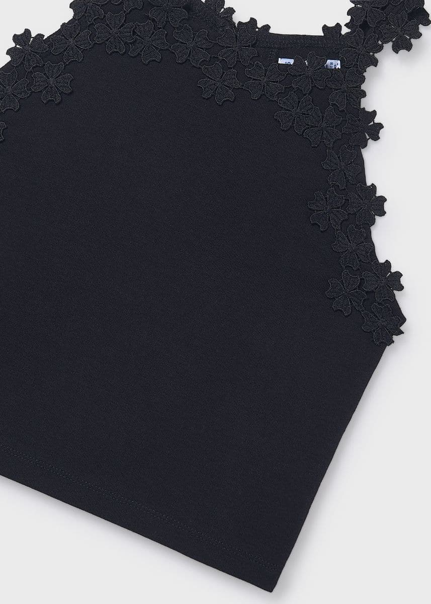BLACK EMBROIDERED TANK TOP