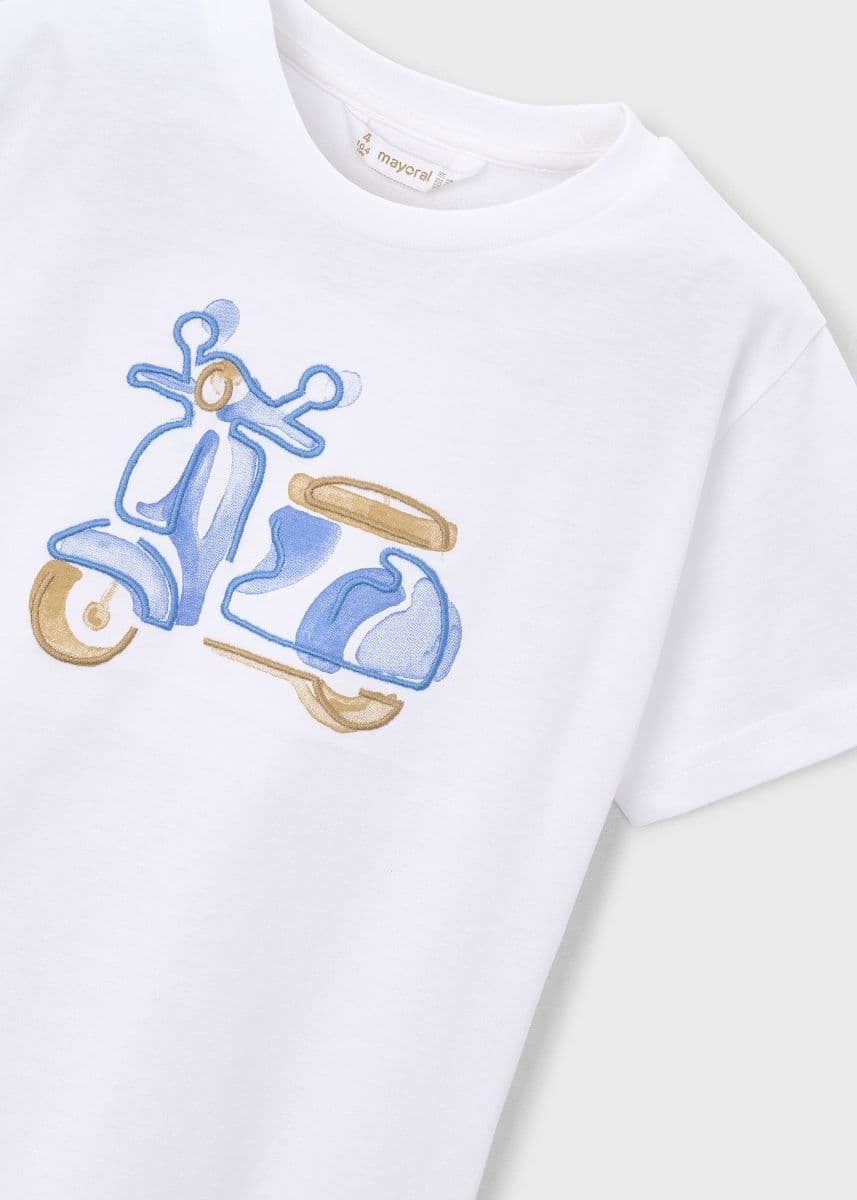 WHITE EMBROIDERED S/S TSHIRT