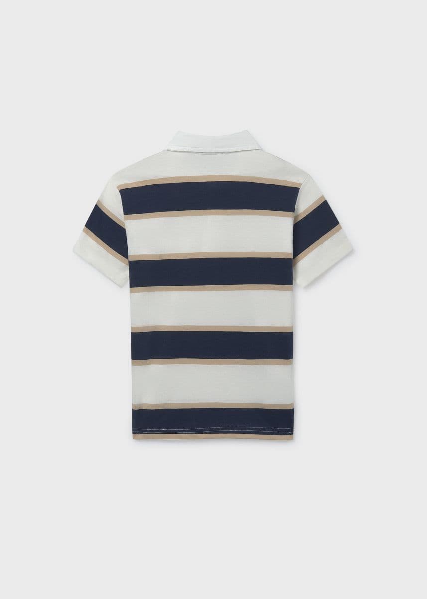 WHITE & NAVY STRIP POLO TSHIRT