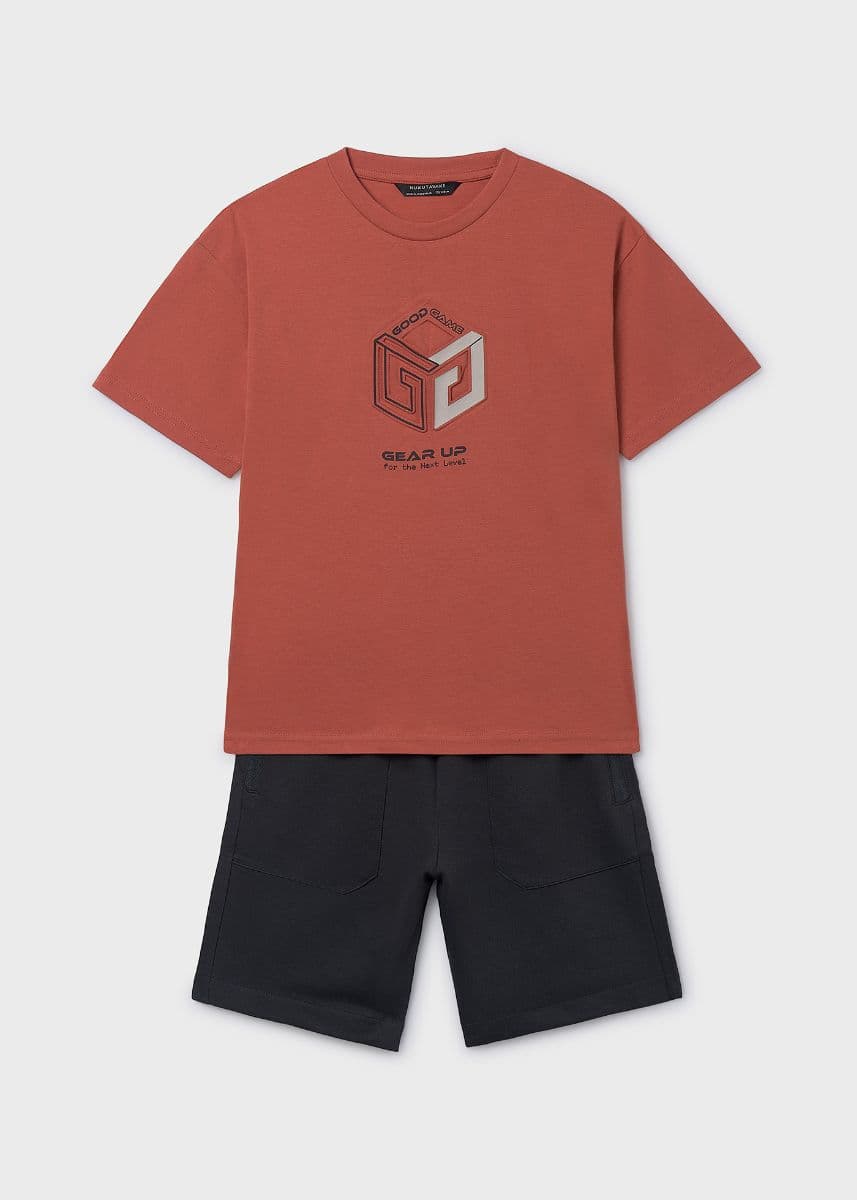 RED AND BLACK SHORT SET