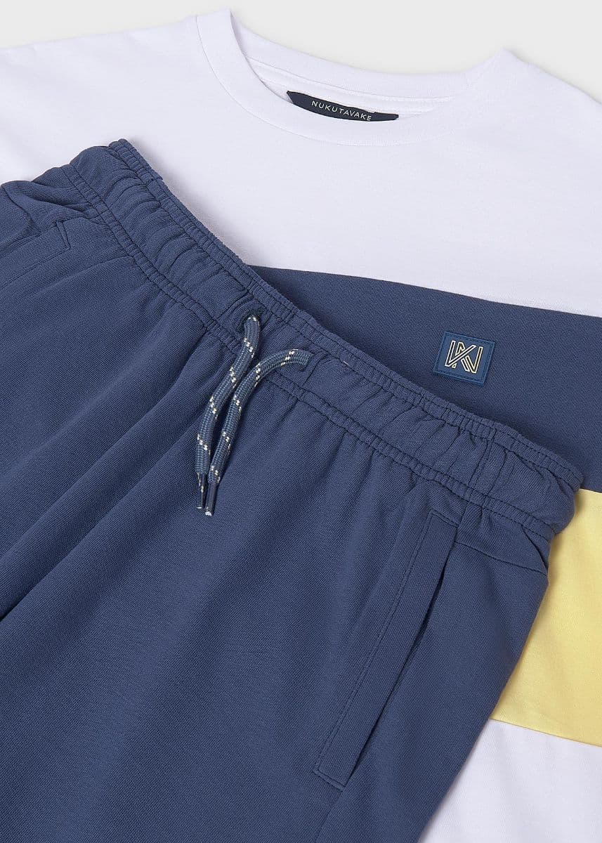 WHITE AND BLUE SHORT SET