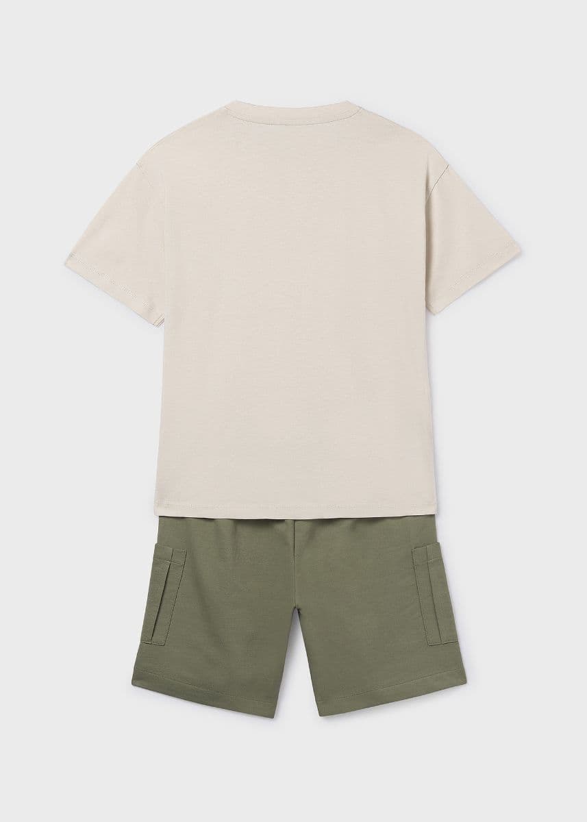 WHITE AND GREEN SHORT SET