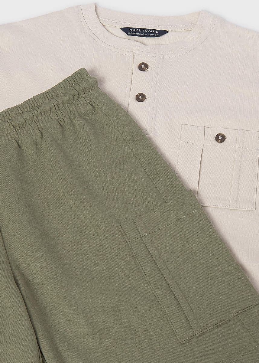 WHITE AND GREEN SHORT SET