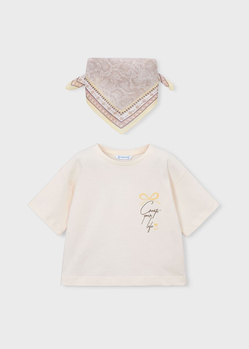 BEIGE FOULARD-COLLAR BLOUSE