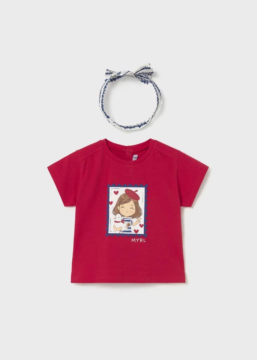 RED BABYGIRL TSHIRT WITH HAIRBOW