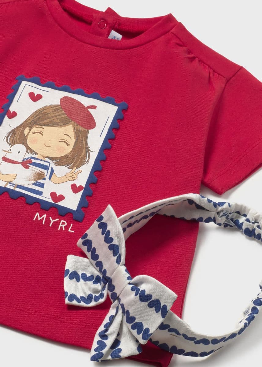 RED BABYGIRL TSHIRT WITH HAIRBOW