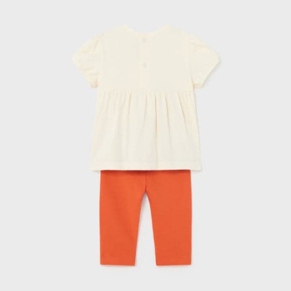 WHITE/ORANGE LEGGINGS W/BLOUSE SET