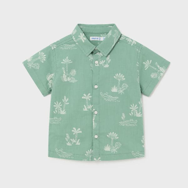 GREEN PRINTED S/S SHIRT