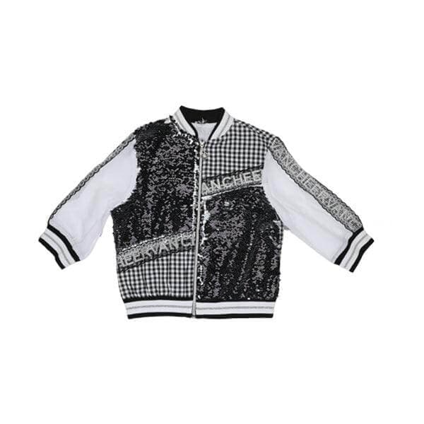 BLACK/WHITE SEQUIN BOMBER JACKET
