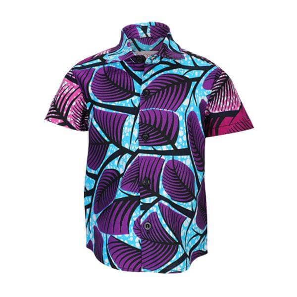 PURPLE AND BLUE ANKARA S/S SHIRT
