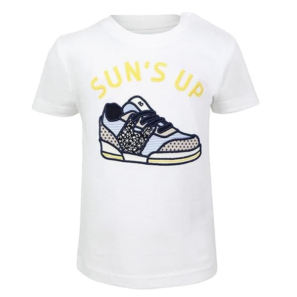 WHITE S/S SNEAKER APPLIQUE TEE