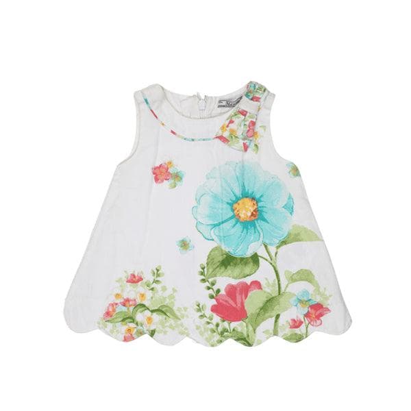 AQUA PIQUE FLORAL DRESS