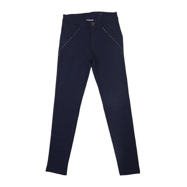 NAVY KNIT LONG PANTS