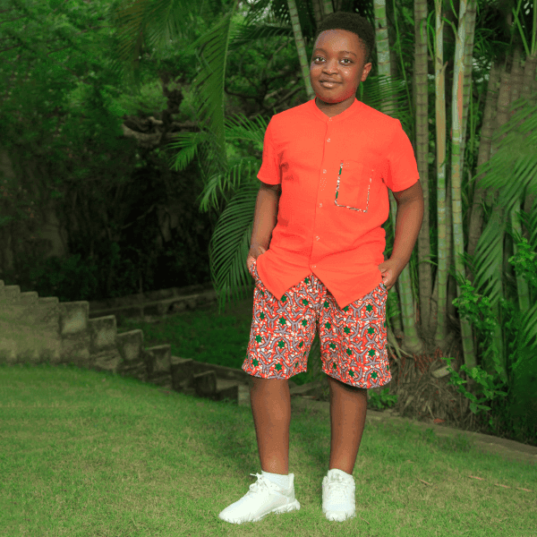 ORANGE ANKARA SHORT SET