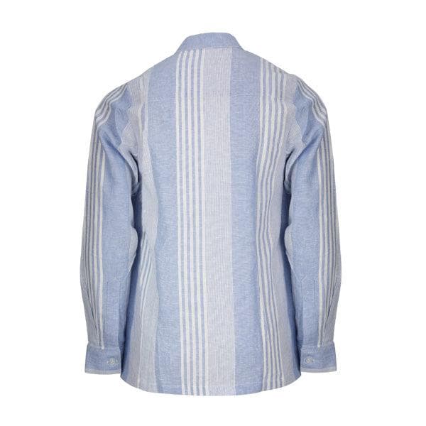 BLUE/WHITE STRIPE LINEN L/S SHIRT