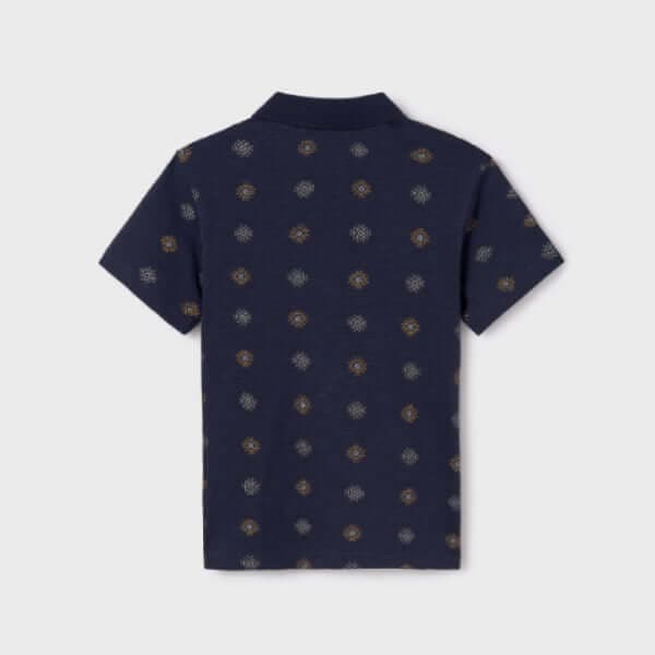 NAVY PRINT S/S POLO SHIRT