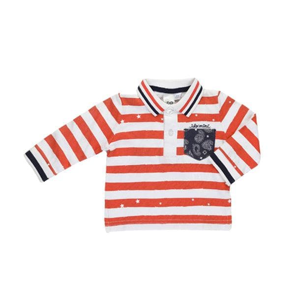 WHITE/ORANGE BABY L/S POLO