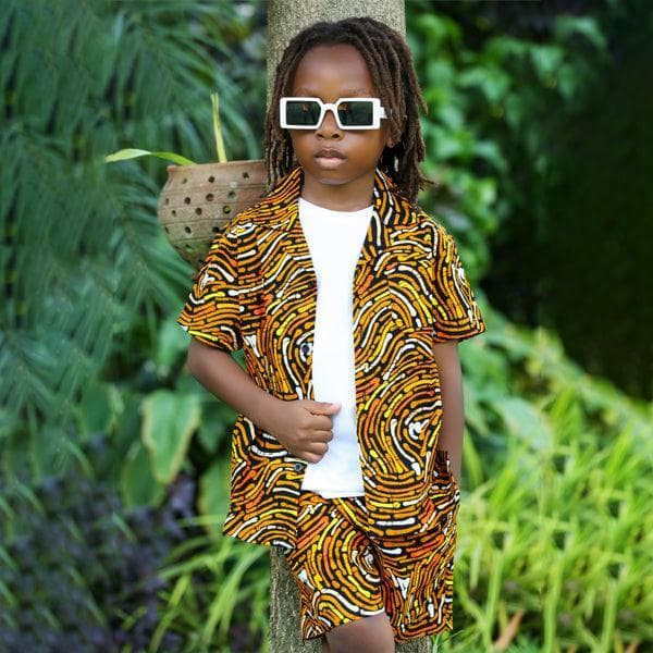 BROWN LOOP ANKARA S/S SHIRT SET