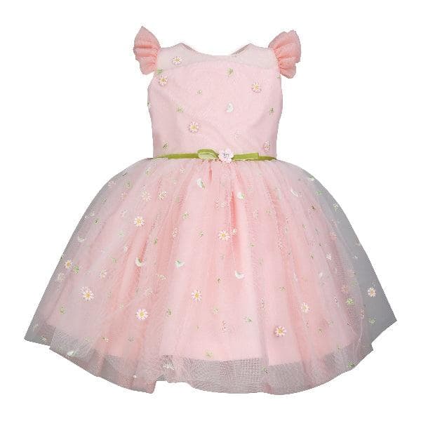 PEACH FLOWERY TULLE DRESS