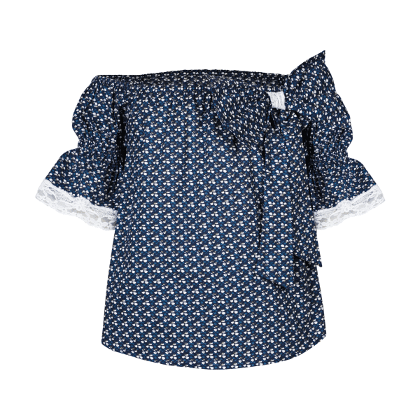 BLUE & WHITE FLORAL BLOUSE