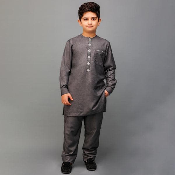GREY PLAIN TUNIC TROUSER SET