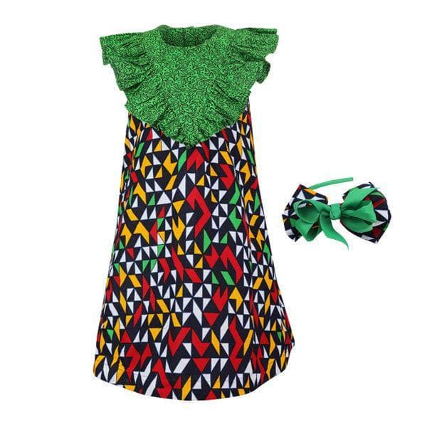 RUFFLED SLEEVE DRESS /HAIRBOW