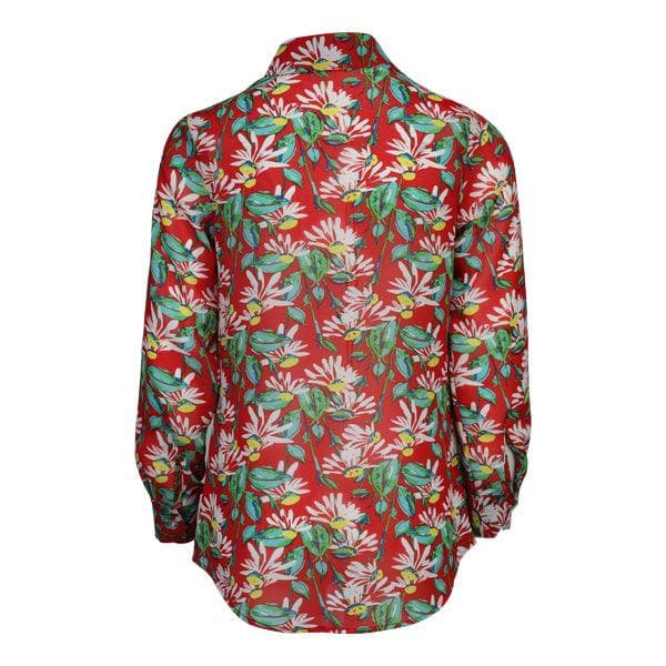 RED FLORAL CHIFFON BLOUSE