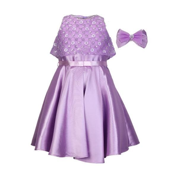 LILAC MIKADO DRESS WITH HAIRBOW