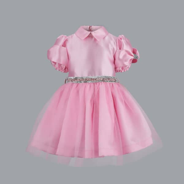PINK MIKADO TULLE BALL DRESS