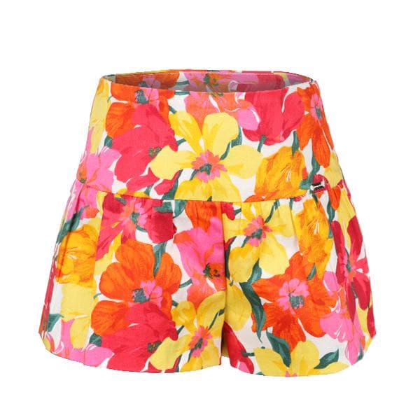 CORAL FLORAL PRINT SHORTS
