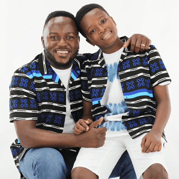 BLUE ANKARA PRINT S/S SHIRT