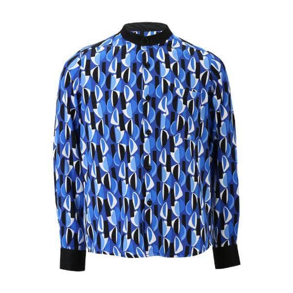 BLUE L/S NEHRU COLLAR SHIRT
