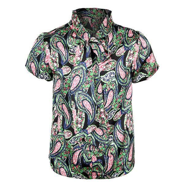 GREEN MAXI FLORAL PRINT BLOUSE