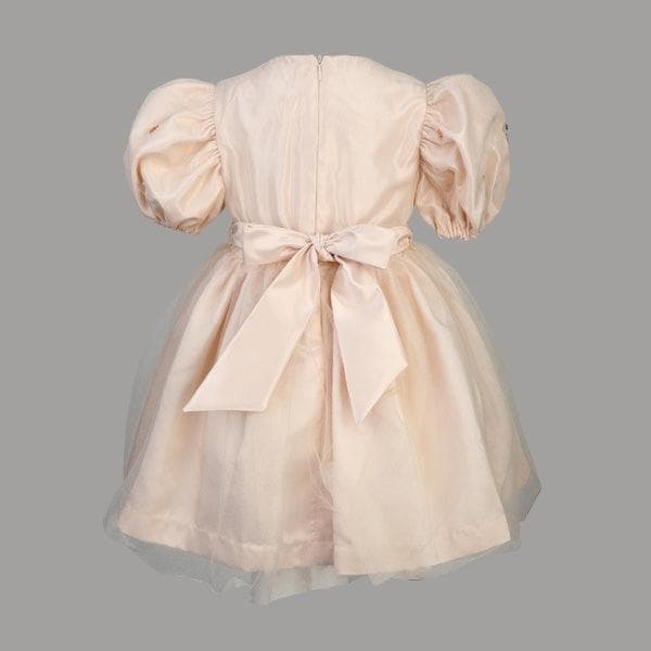 PEACH SATIN TULLE BALL DRESS WITH HAIRBOW