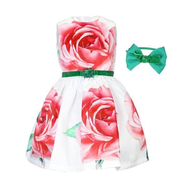 RED ROSE MIKADO DRESS W/HAIRBOW