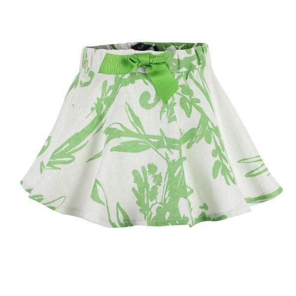 GREEN FLORAL PRINT FLARE SKIRT