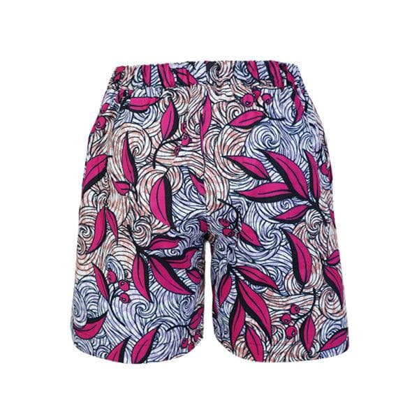 NAVY BLOUSE AND PINK/LILAC ANKARA ELASTICATED WAIST SHORT SET