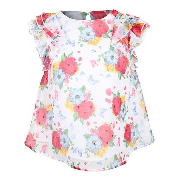 RED FLORAL PLUMETI BLOUSE