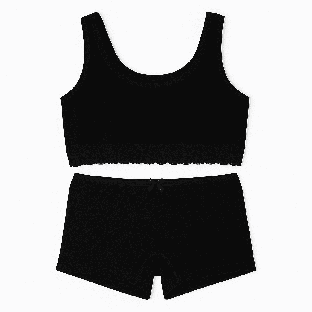 BLACK BRA TOP SET