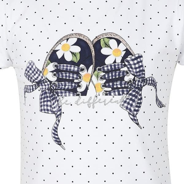WHITE/NAVY POLKA S/S T-SHIRT